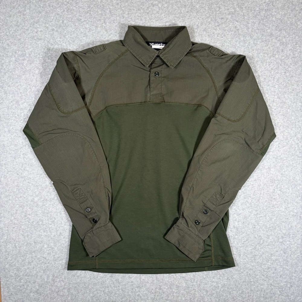 Vertx Combat Shirt Mens Medium Green Long Sleeve Tactical Ripstop Polo Shirt